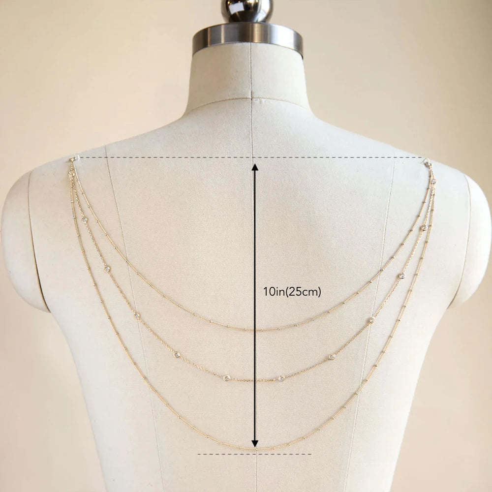 Multi-Layer Rhinestone Water Drop Back Chain Body jewelry Lunarity Garage   