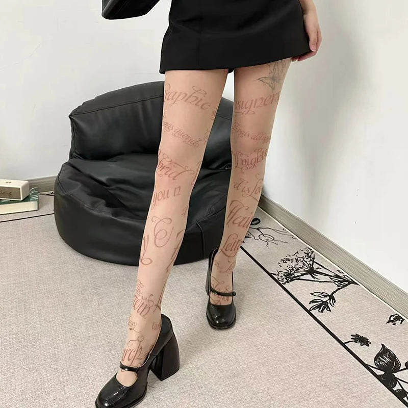 Sexy English Printed Lolita Pantyhose Socks Lunarity Garage   