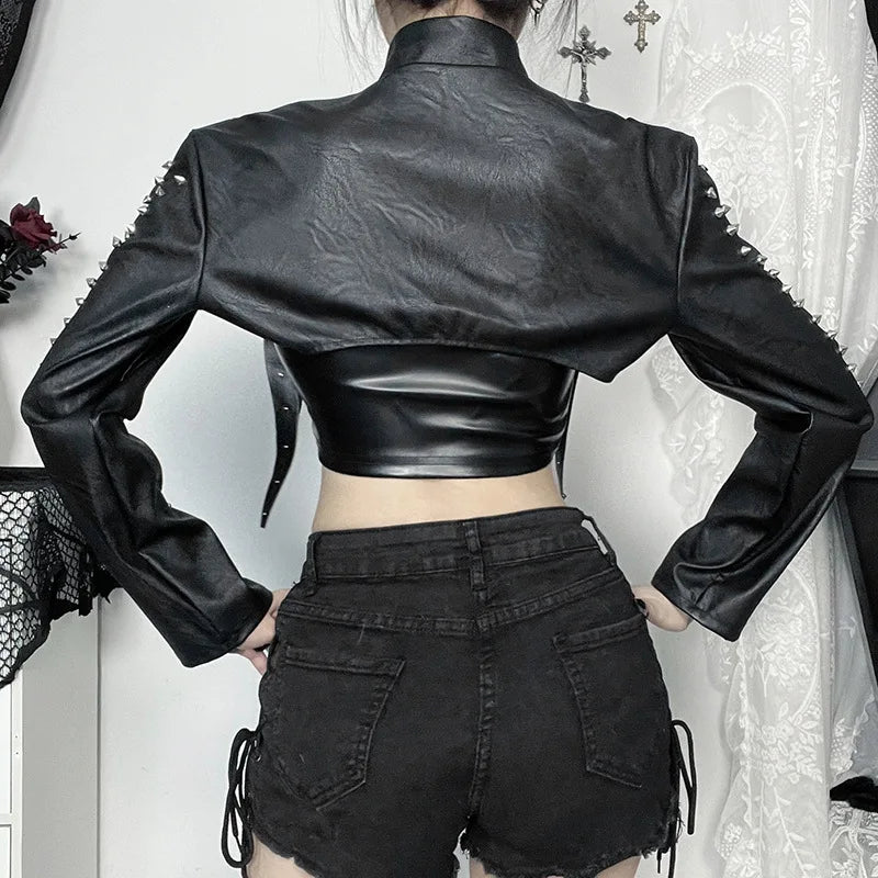 Gothic Chic Faux PU Leather Crop Shrug crop top Lunarity Garage