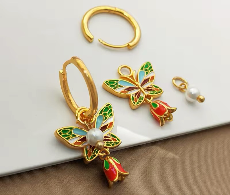 Chinese Vintage Charming Temperament Flower Butterfly Earrings earrings LUNARITY GARAGE   