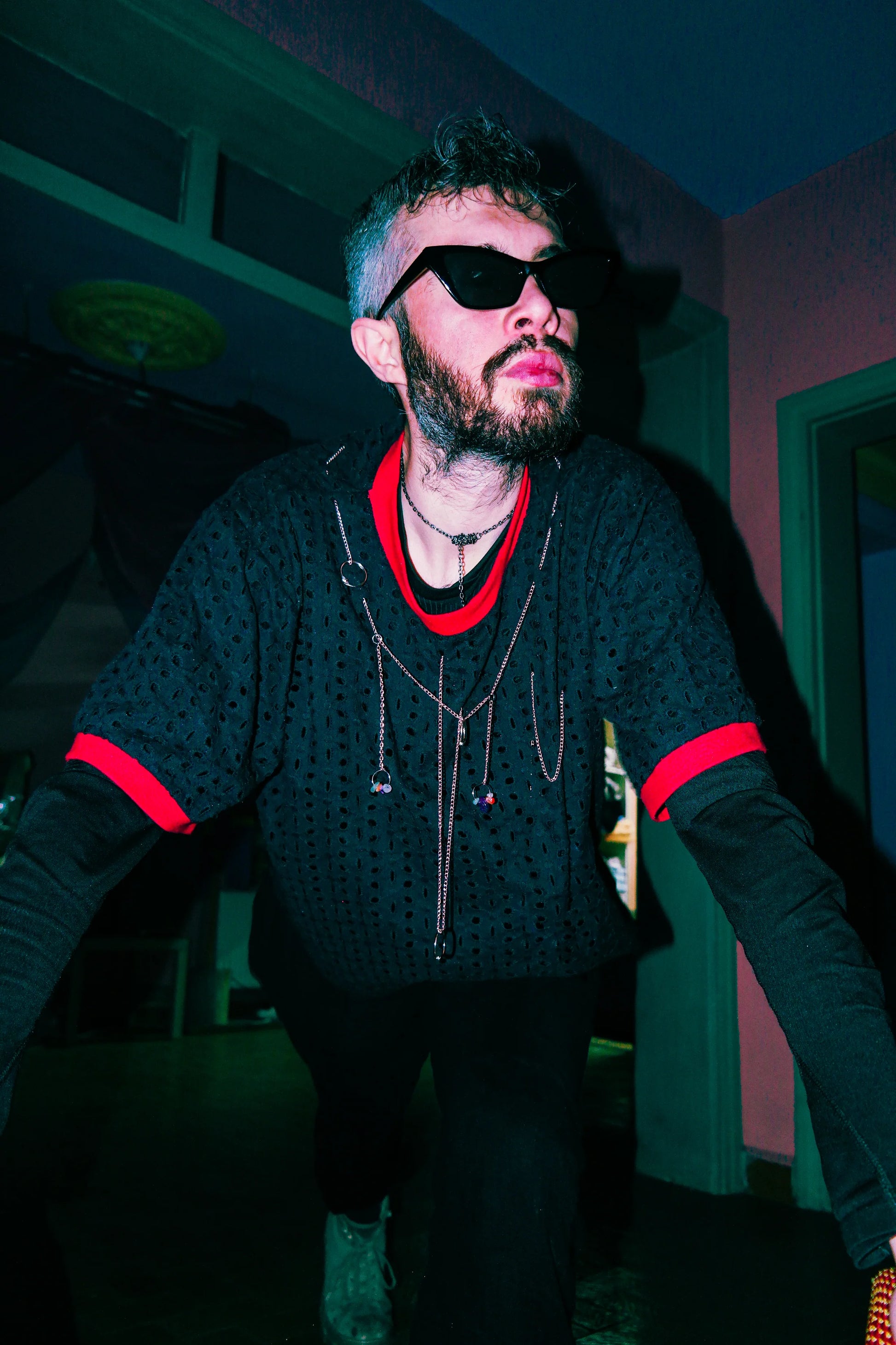 The Cool Mesh T-shirt with Chain & Gemstones T- Shirts LUNARITY GARAGE
