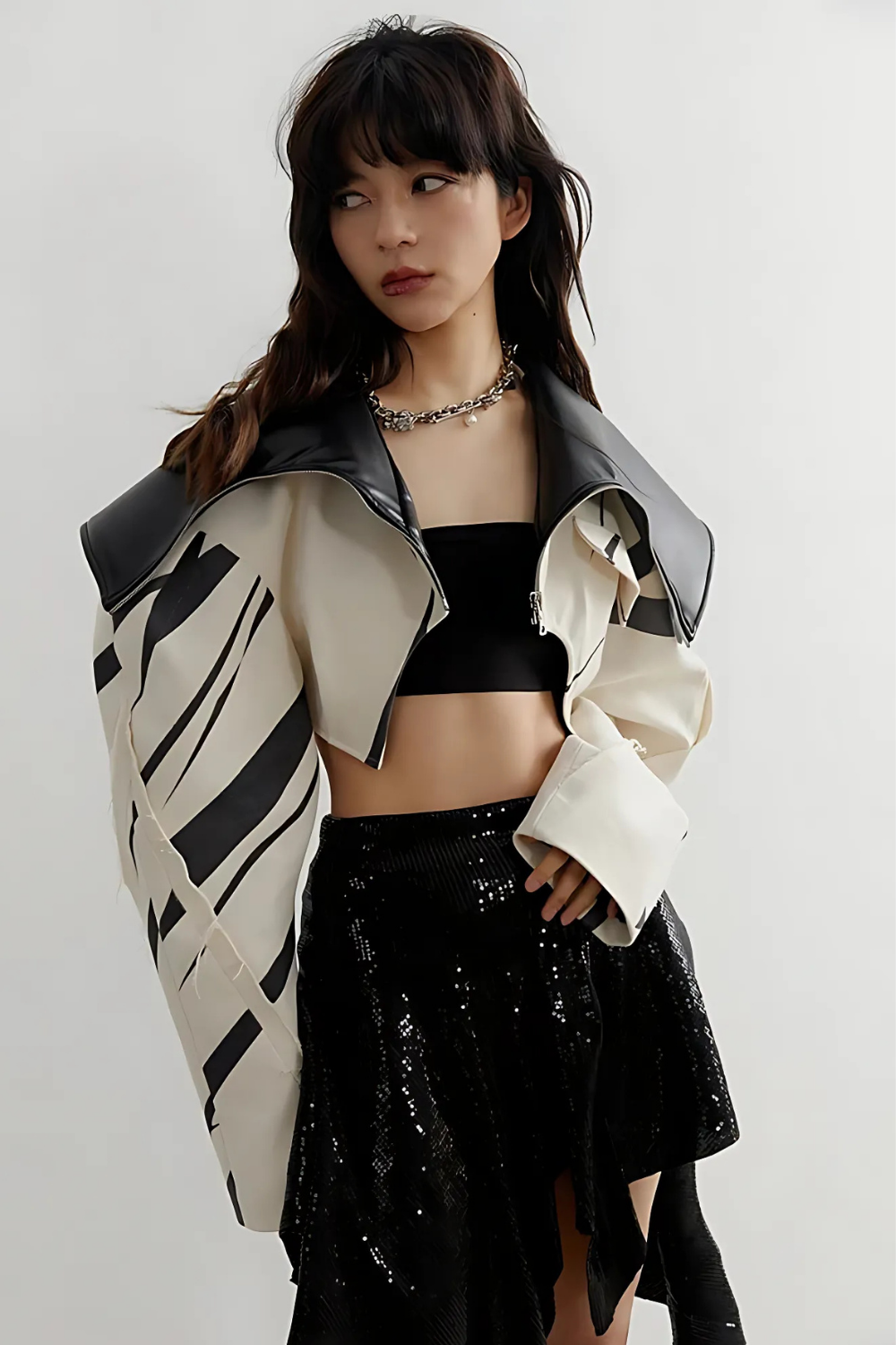 Beige Zipper Pockets Leather Short Shaped Jacket Jackets LUNARITY GARAGE