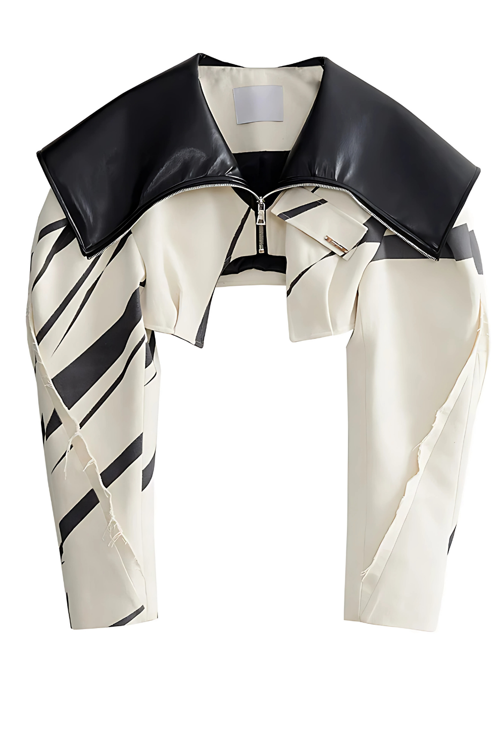 Beige Zipper Pockets Leather Short Shaped Jacket Jackets LUNARITY GARAGE