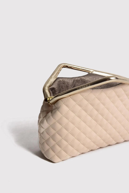 Beige Quilted Clutch Portfolio Handbag clutch LUNARITY GARAGE   