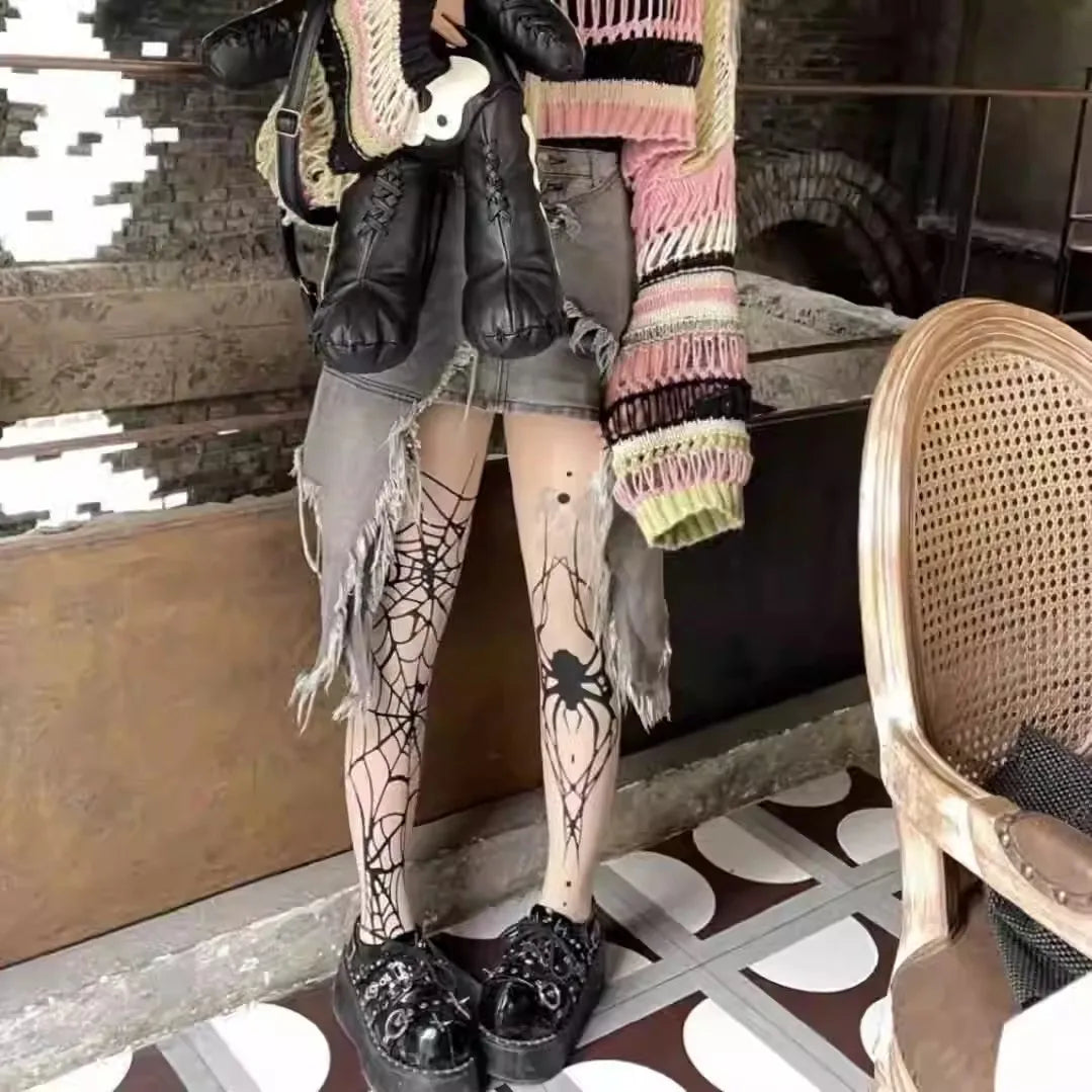 Gothic Vintage Dark Fishnet Tights Stocking Women Emo Alternative Sexy Spider Web Witch Pantyhose Y2k E-girl Cyber Punk Socks Socks Lunarity Garage