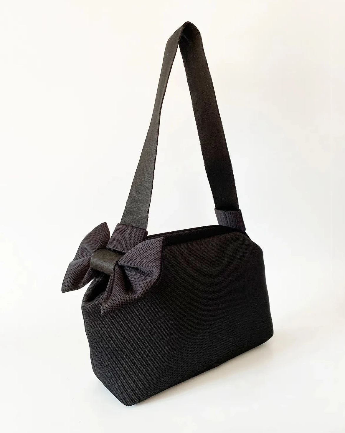 Elegant Black Bow Detail Shoulder and Handbag with Detachable Strap handbag LUNARITY GARAGE   