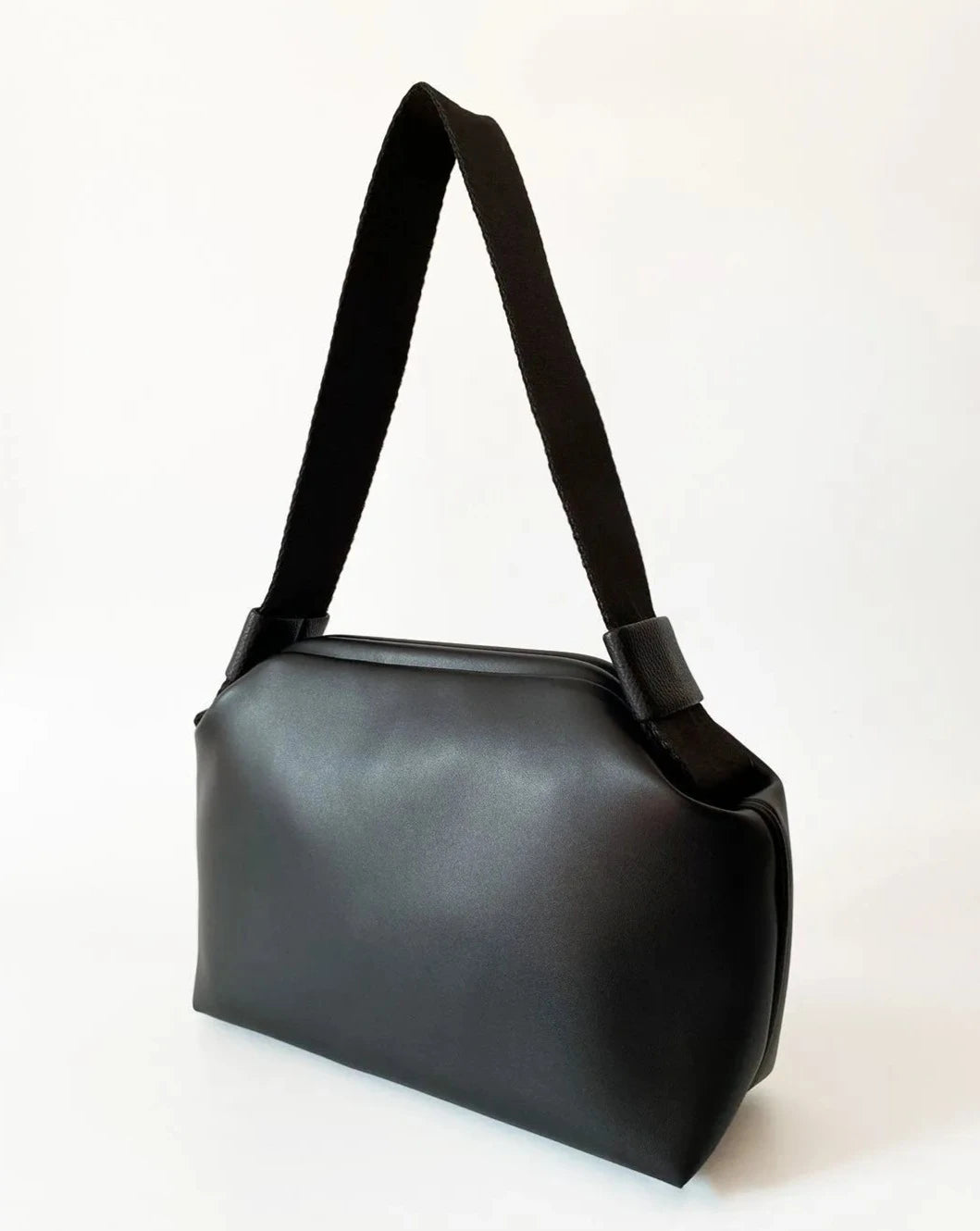 Elegant Black Faux Leather Handbag - Versatile Design with Removable Handle handbags LUNARITY GARAGE   