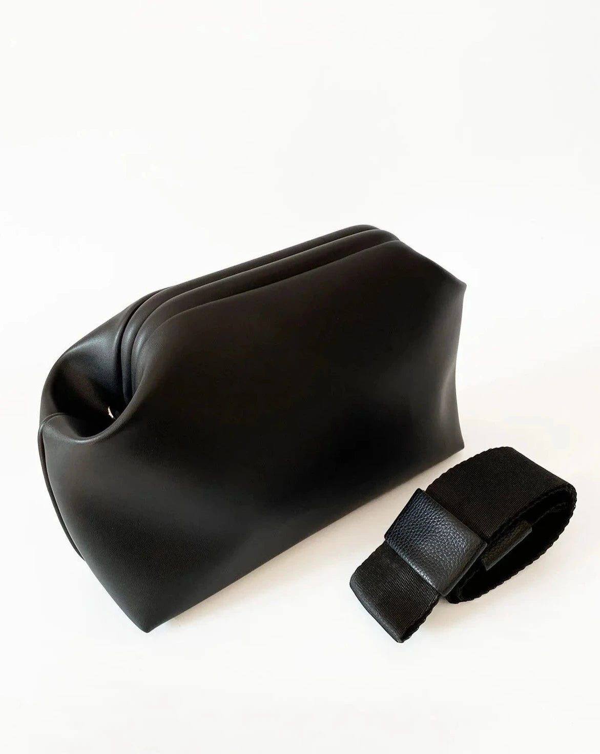 Elegant Black Faux Leather Handbag - Versatile Design with Removable Handle handbags LUNARITY GARAGE