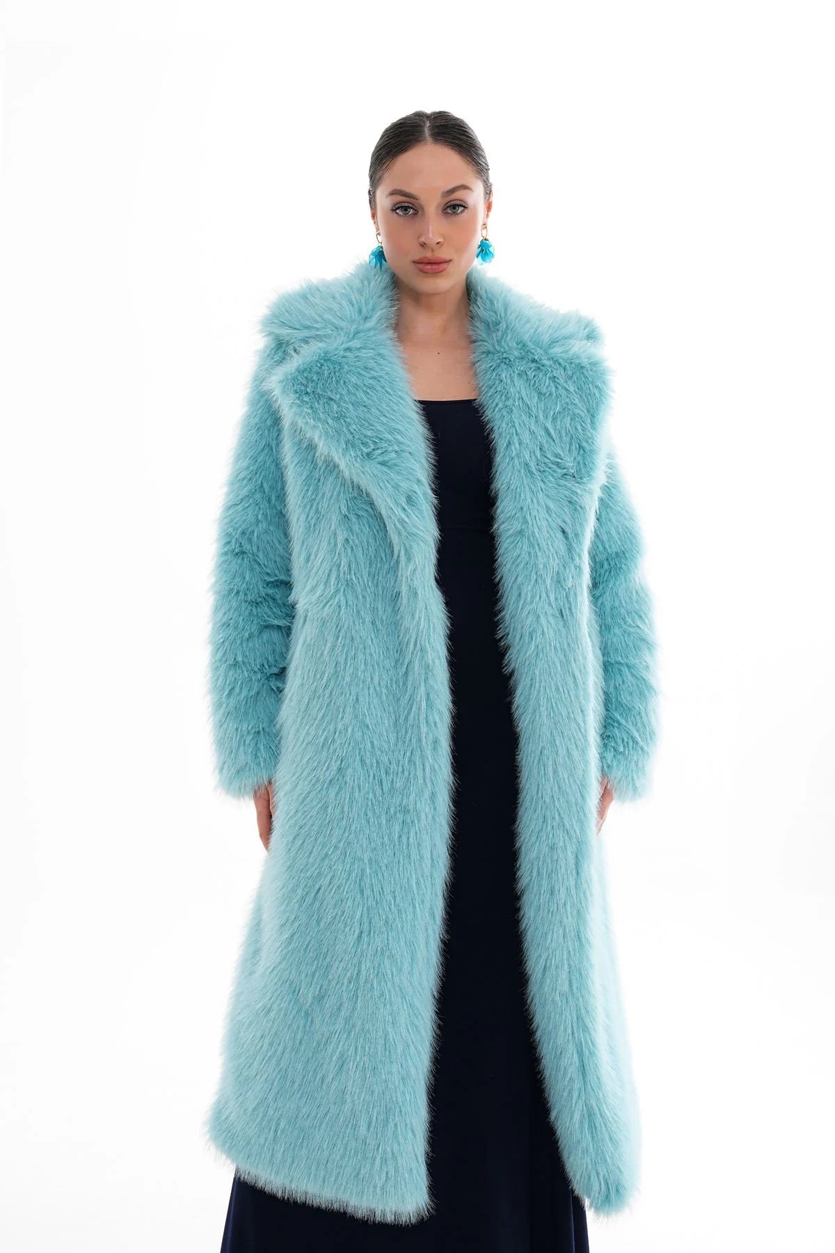 Blue Long Faux Fur Coat faux fur coat LUNARITY GARAGE