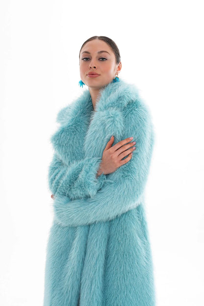 Blue Long Faux Fur Coat faux fur coat LUNARITY GARAGE