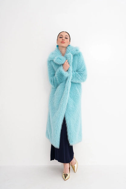 Blue Long Faux Fur Coat faux fur coat LUNARITY GARAGE