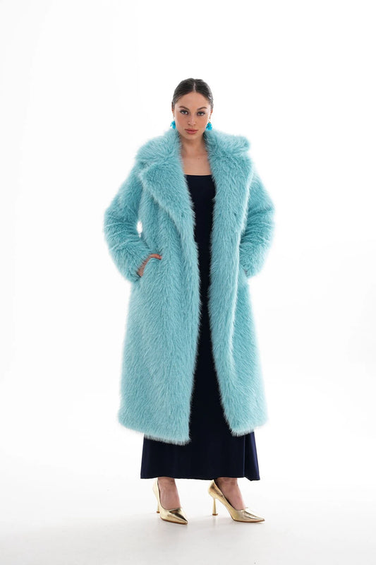 Blue Long Faux Fur Coat faux fur coat LUNARITY GARAGE