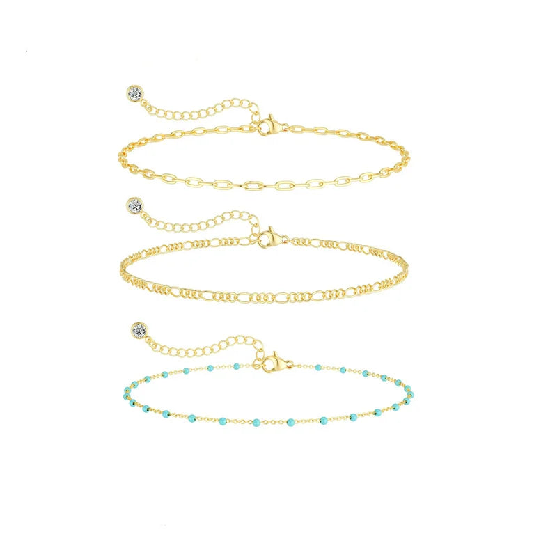 Boho Turquoise Multilayer Chain Anklets Anklet Lunarity Garage Gold