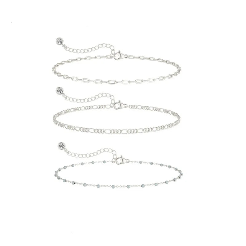 Boho Turquoise Multilayer Chain Anklets Anklet Lunarity Garage Silver