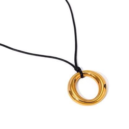 Bold Gold Circle Hollow Pendant Necklace necklaces LUNARITY GARAGE   