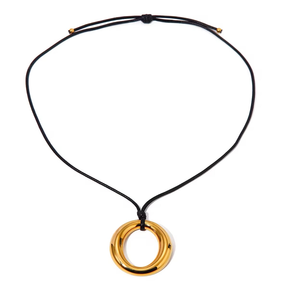 Bold Gold Circle Hollow Pendant Necklace necklaces LUNARITY GARAGE   