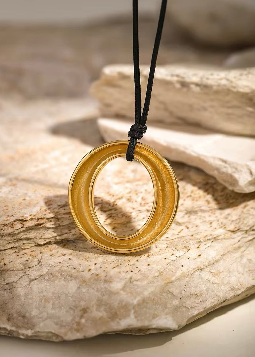 Bold Gold Circle Hollow Pendant Necklace necklaces LUNARITY GARAGE   