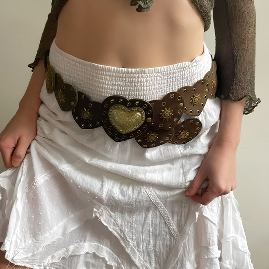 Brown Love Heart Boho Waist Belt belt LUNARITY GARAGE   