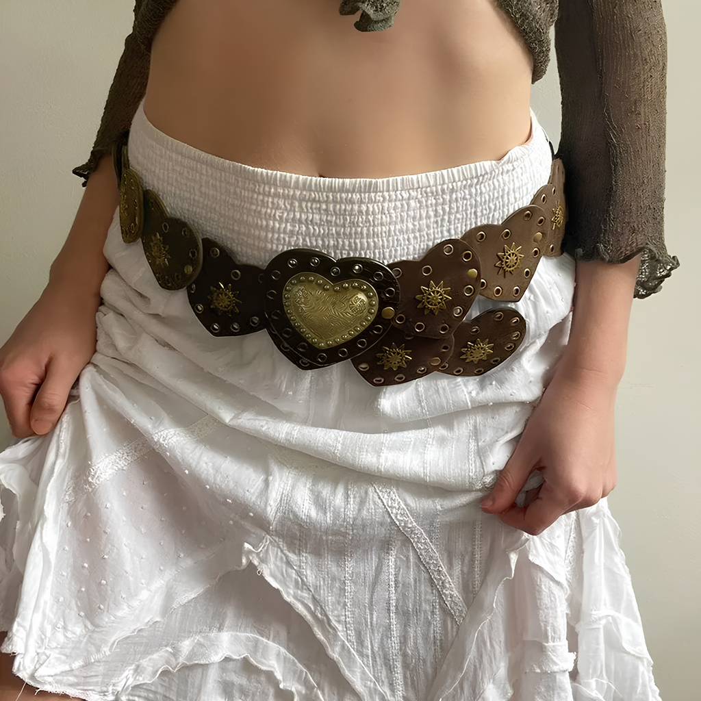 Brown Love Heart Boho Waist Belt belt LUNARITY GARAGE 102 Cm  