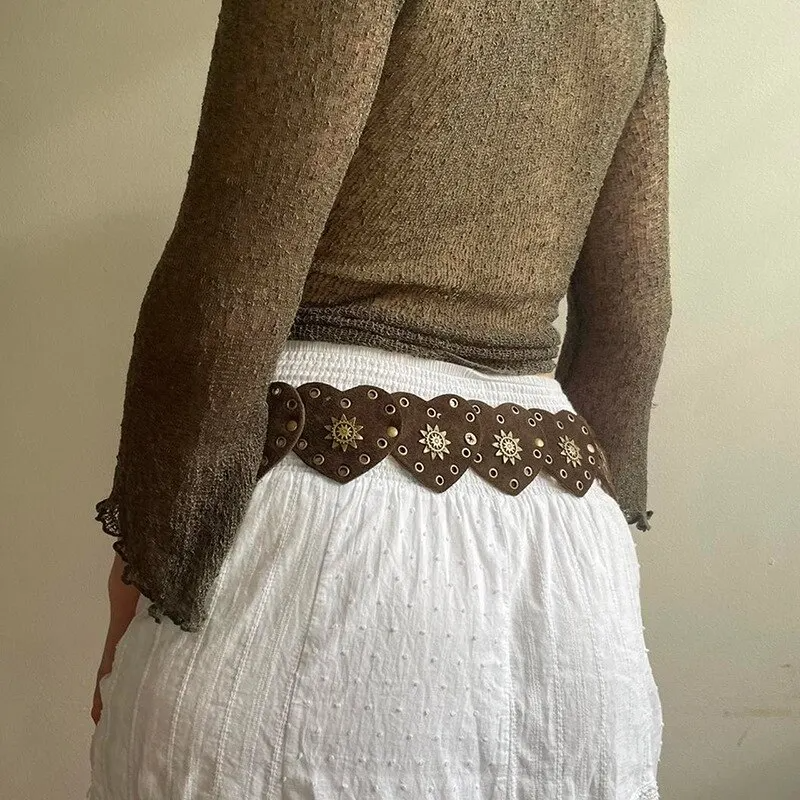 Brown Love Heart Boho Waist Belt belt LUNARITY GARAGE   