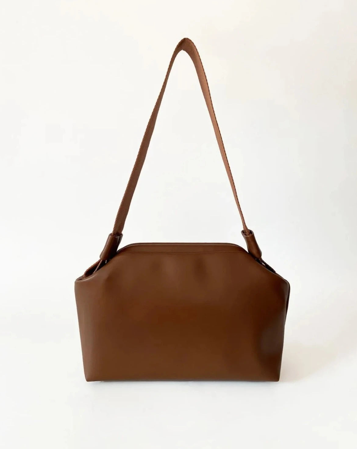 Elegant Brown Faux Leather Handbag - Versatile Design with Removable Handle handbags LUNARITY GARAGE   