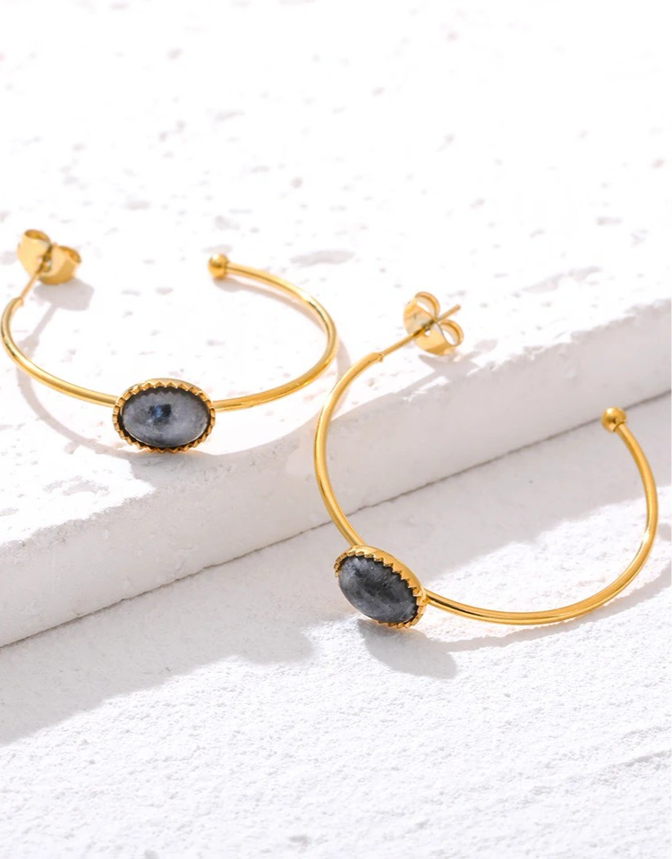 Labradorite Aura Hoops earrings LUNARITY GARAGE   