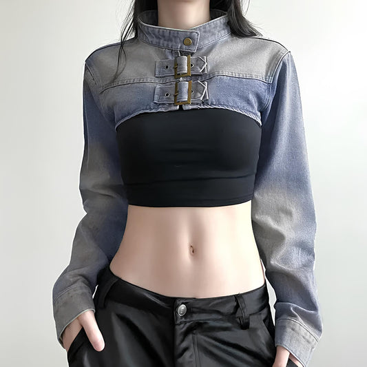 Sexy Y2K Aesthetic Cropped Denim Coat Jacket Jackets Lunarity Garage   