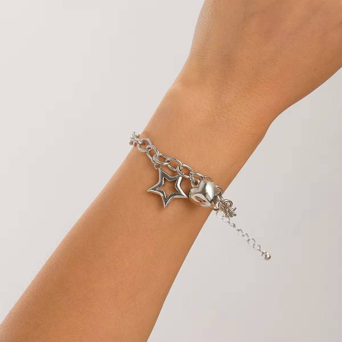 Charm Chain Chic Hollow Star & Smooth Heart Pendant Bracelet bracelets LUNARITY GARAGE   