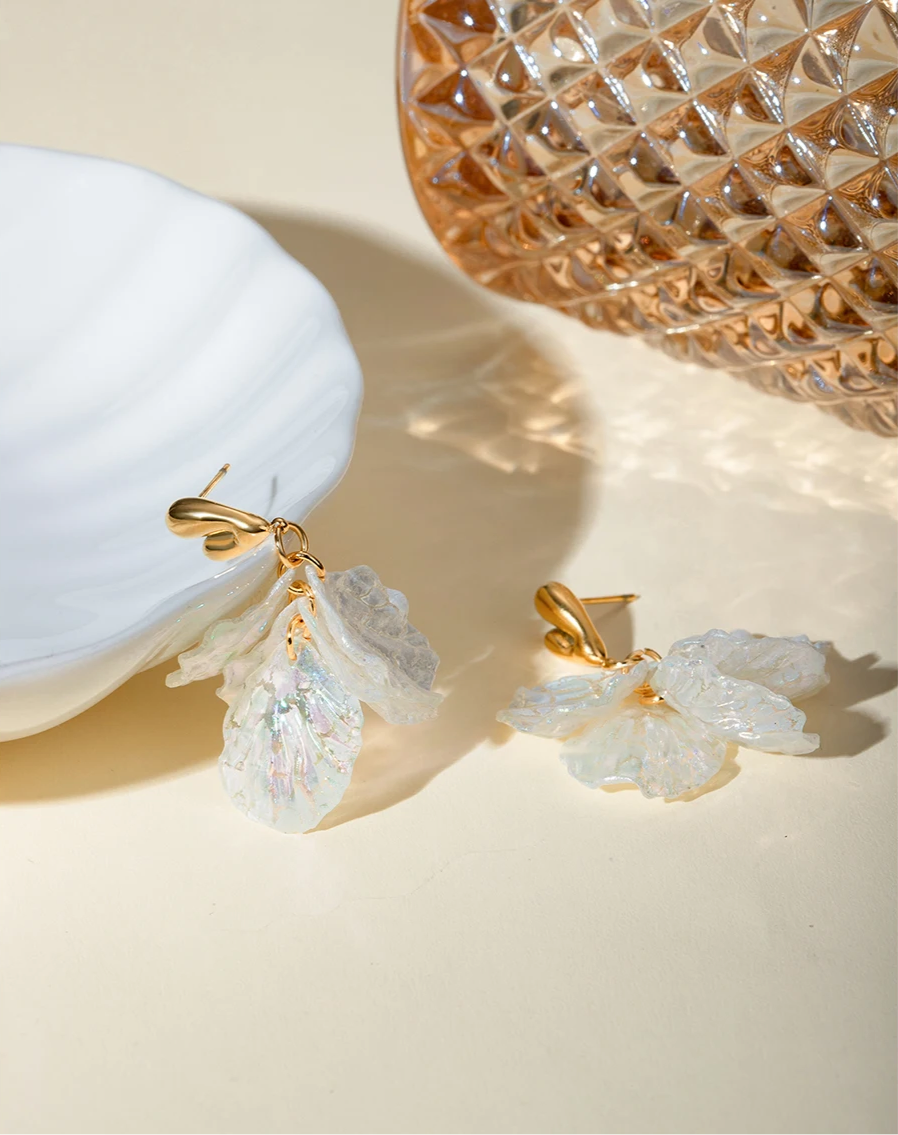 Chic Geometric Love Heart Magic Color Shell Petal Earrings earrings LUNARITY GARAGE   