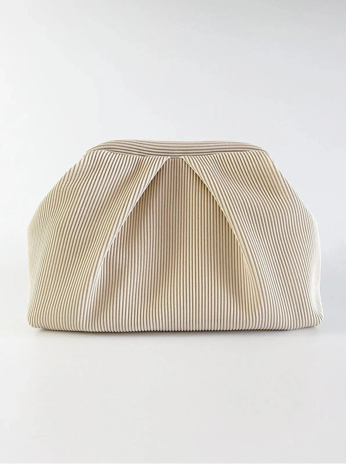 Elegant Yellow Pleated Clutch Handbag clutch LUNARITY GARAGE Beige