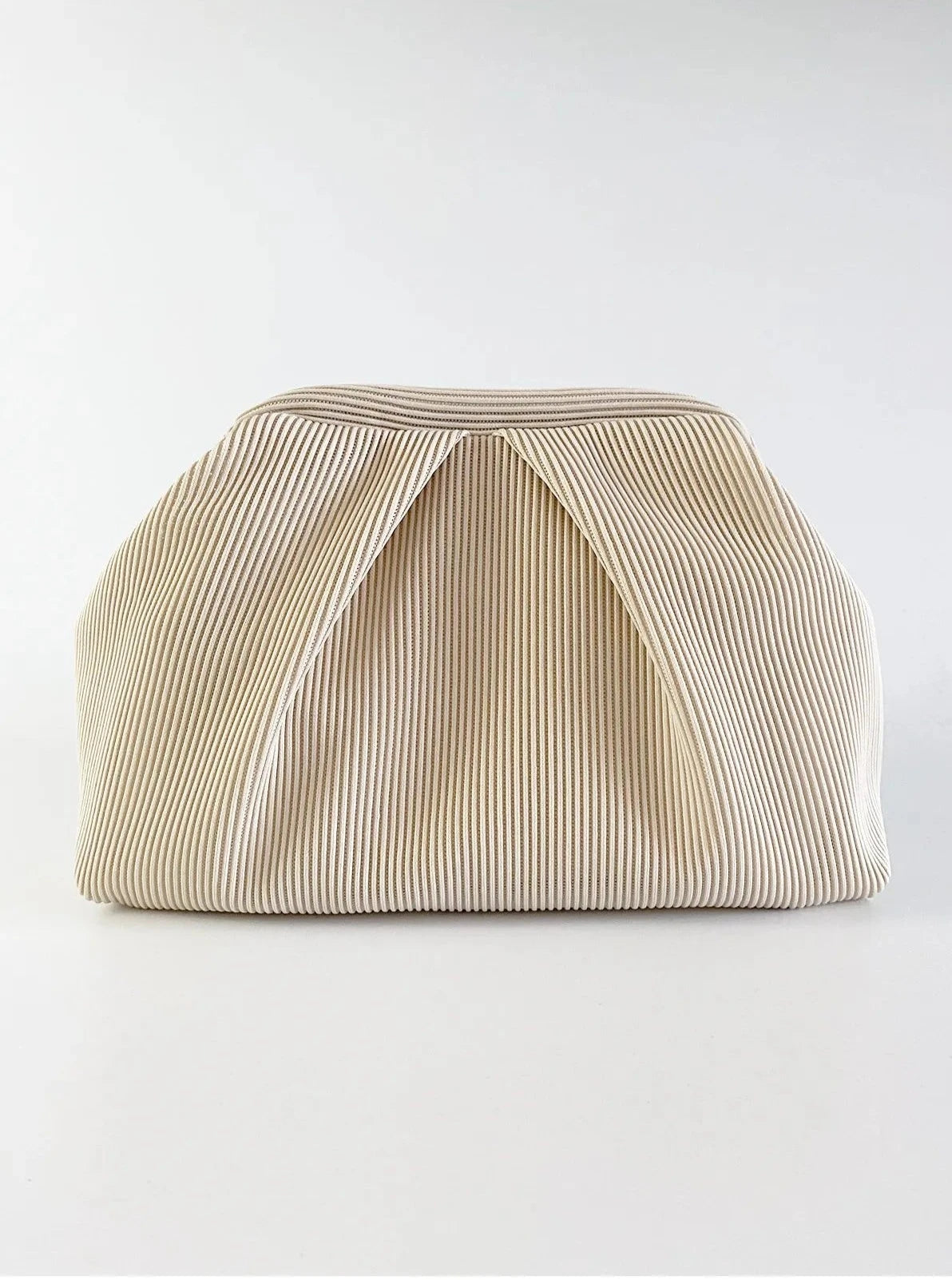 Elegant Cream Pleated Clutch Handbag clutch LUNARITY GARAGE Beige  