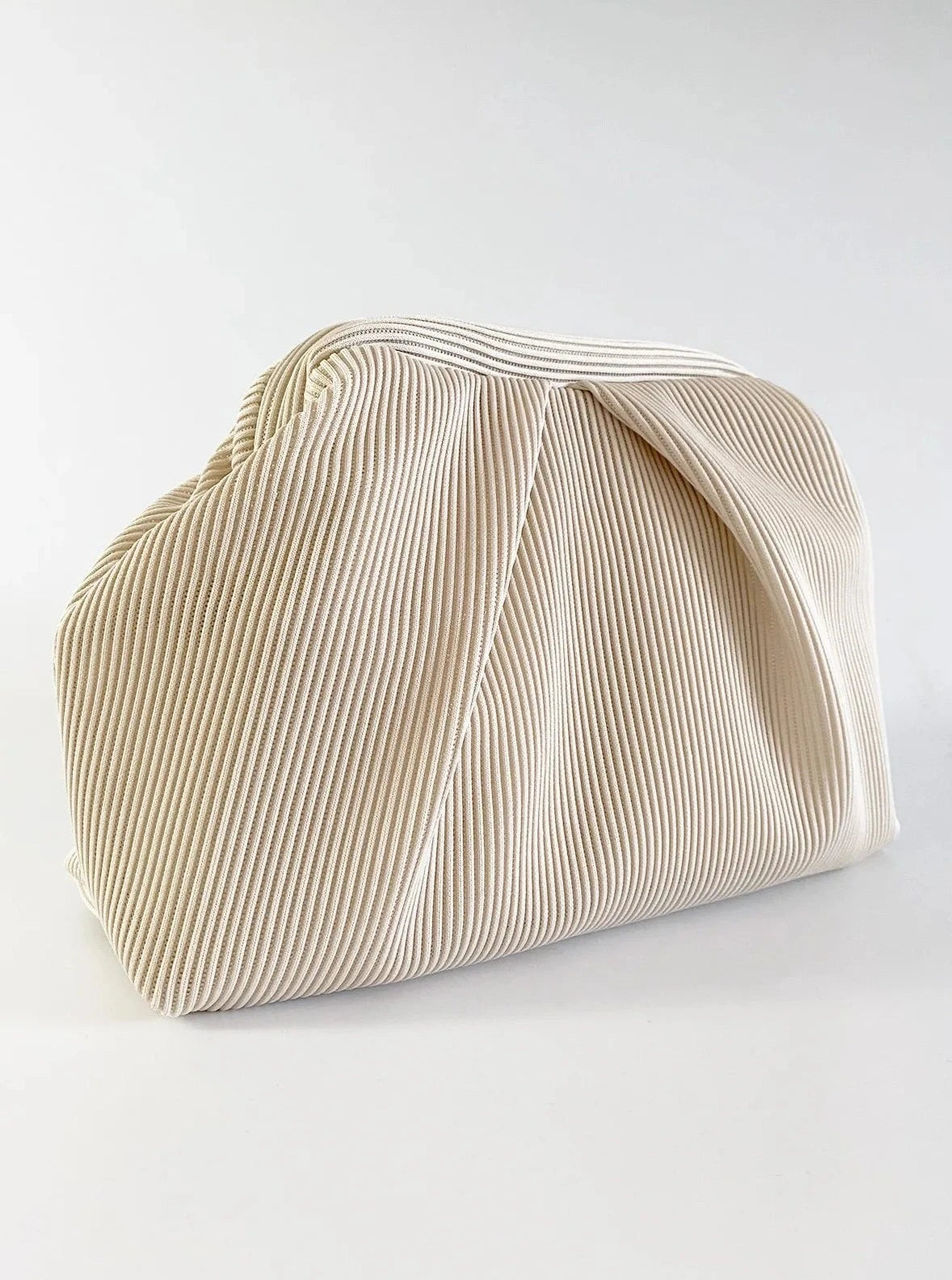 Elegant Cream Pleated Clutch Handbag clutch LUNARITY GARAGE   