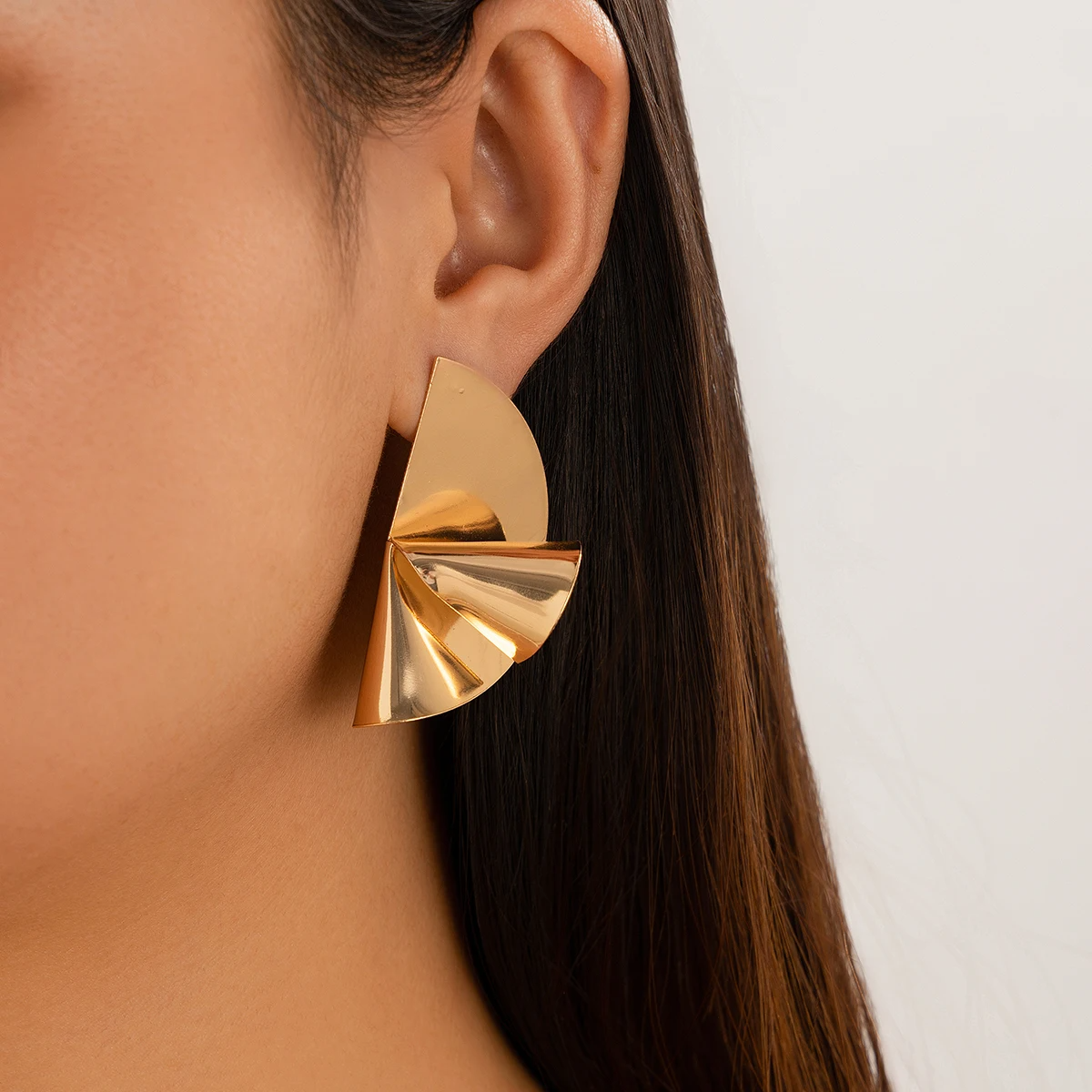 Creative Irregular Fan Shape Stud Earrings earrings LUNARITY GARAGE Gold