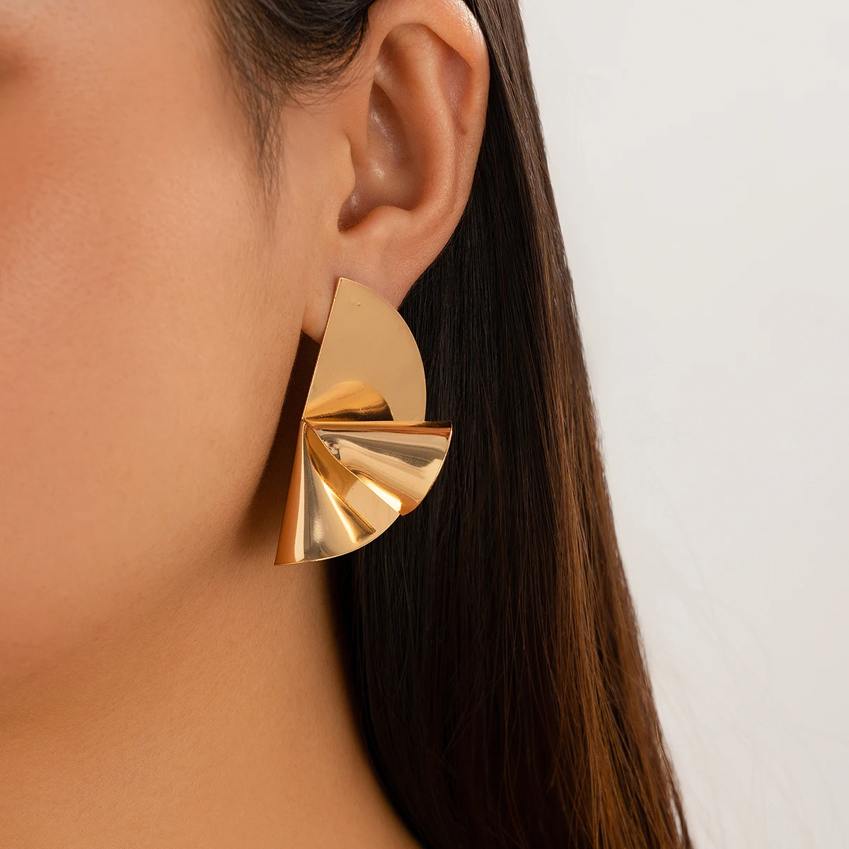 Creative Irregular Fan Shape Stud Earrings earrings LUNARITY GARAGE Gold  