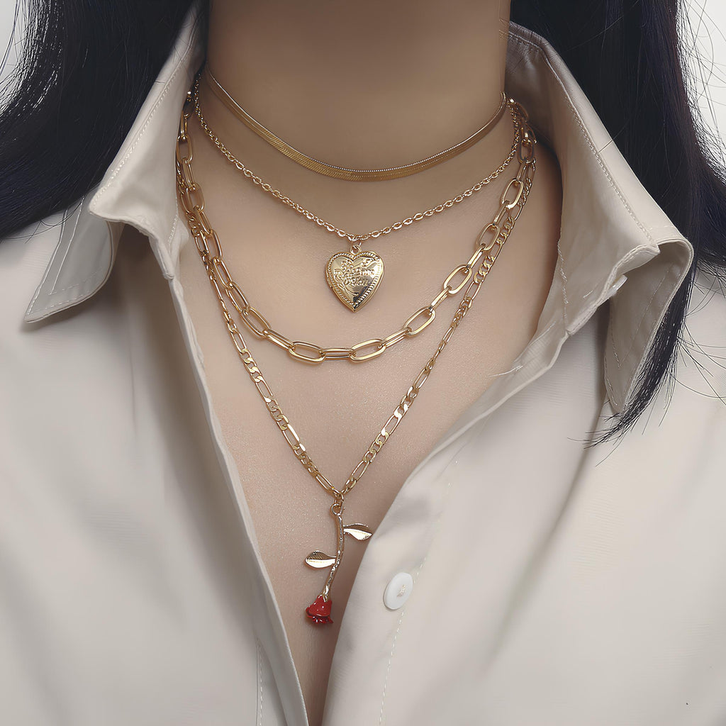 Creative Rose Geometric Open Peach Heart Necklace necklaces LUNARITY GARAGE   