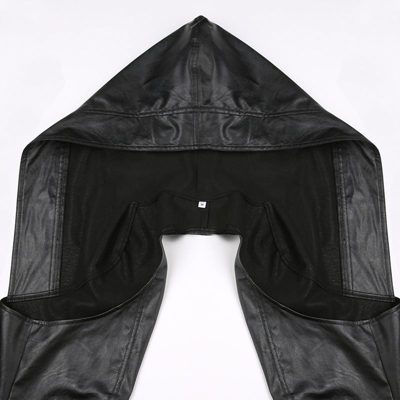 Cyberpunk Dark Gothic PU Crop Jacket - Women’s Harajuku Streetwear Hoodie Jackets Lunarity Garage