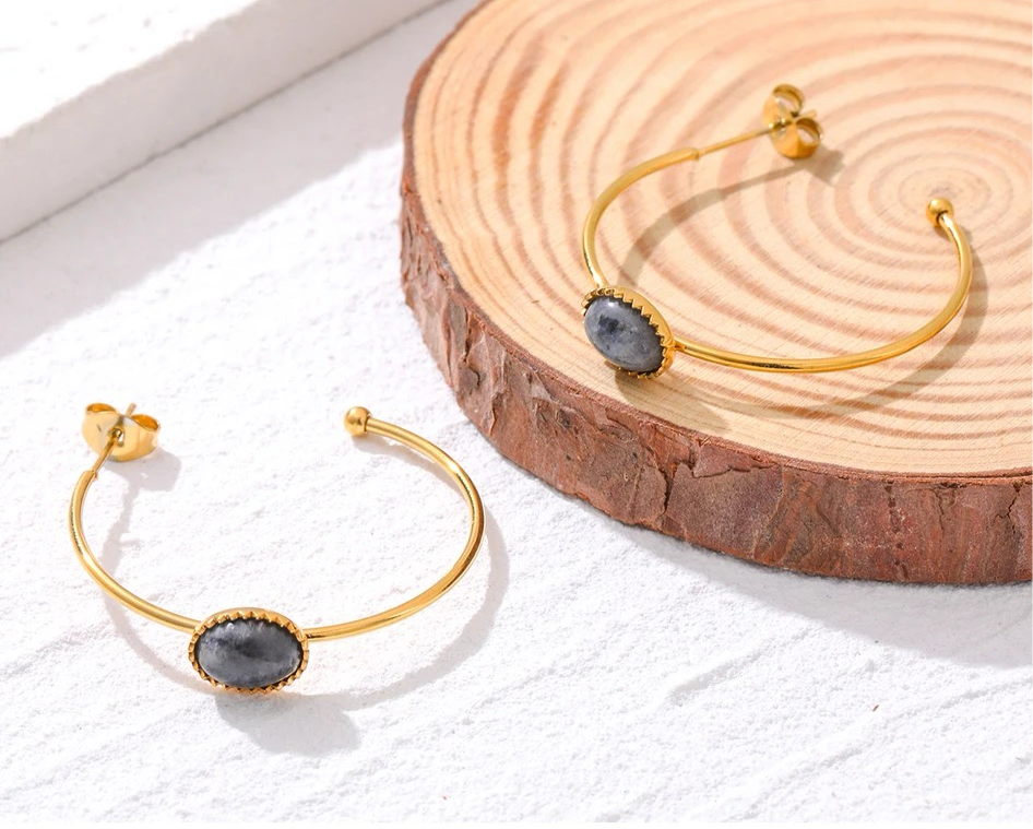 Labradorite Aura Hoops earrings LUNARITY GARAGE   