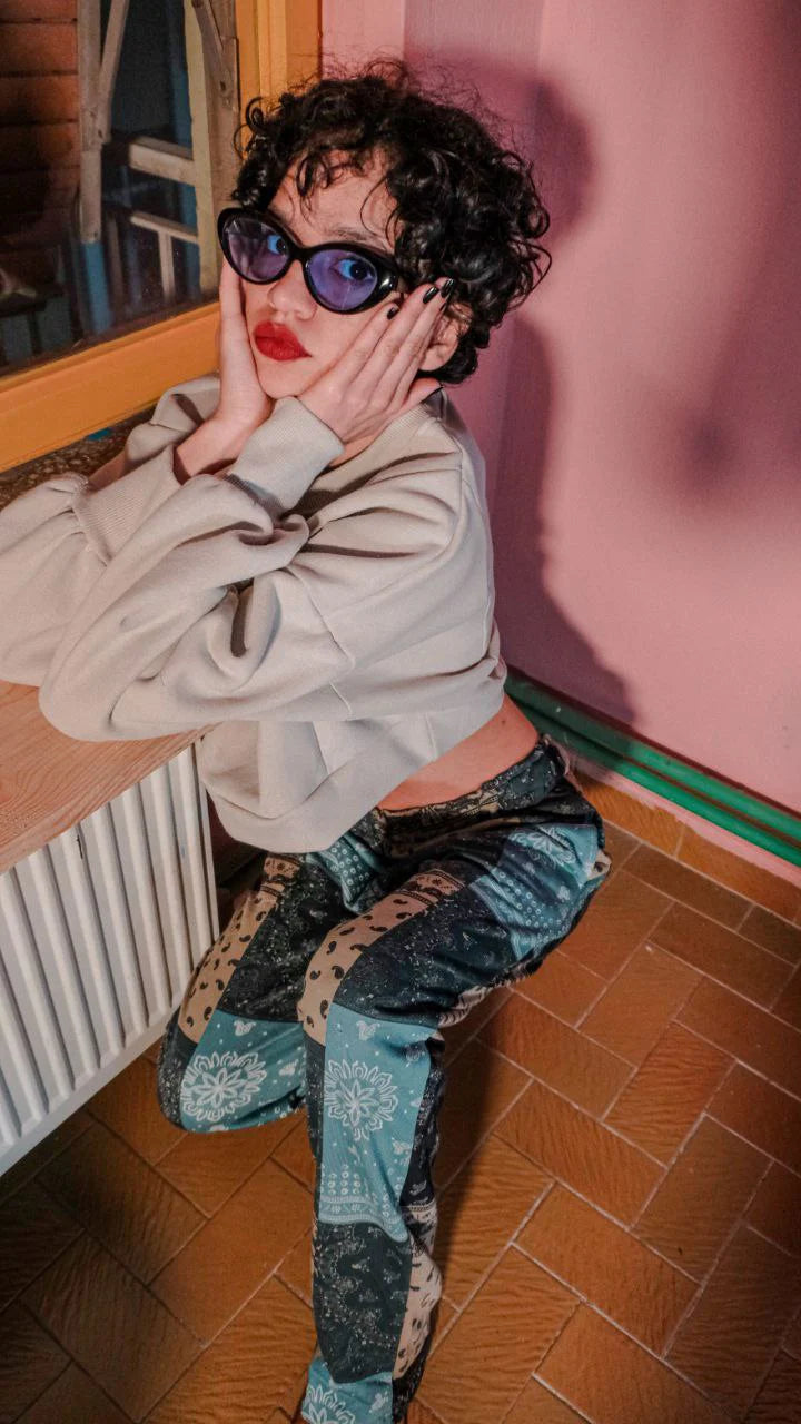 Beige Crop Sweatshirt sweatshirt LUNARITY GARAGE   