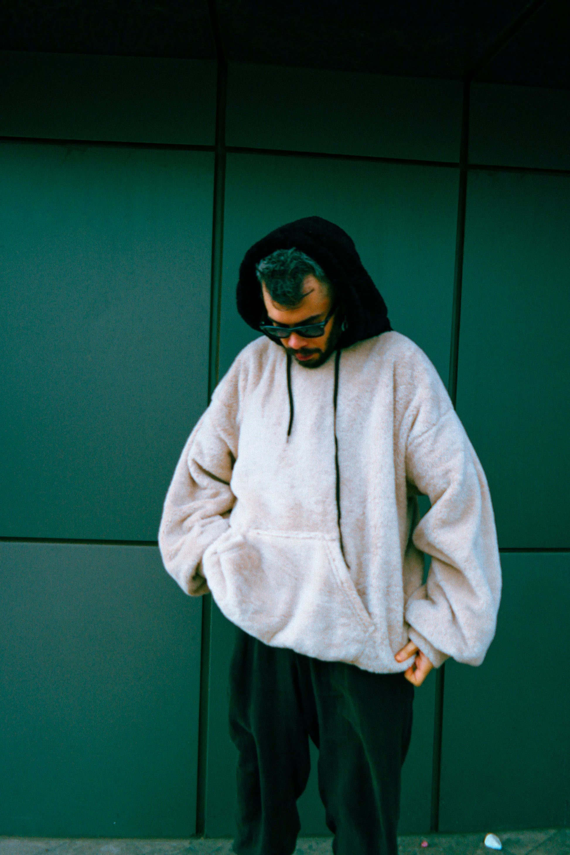 Beige & Black Welsoft Puffy Hoodie Hoodie LUNARITY GARAGE X Small