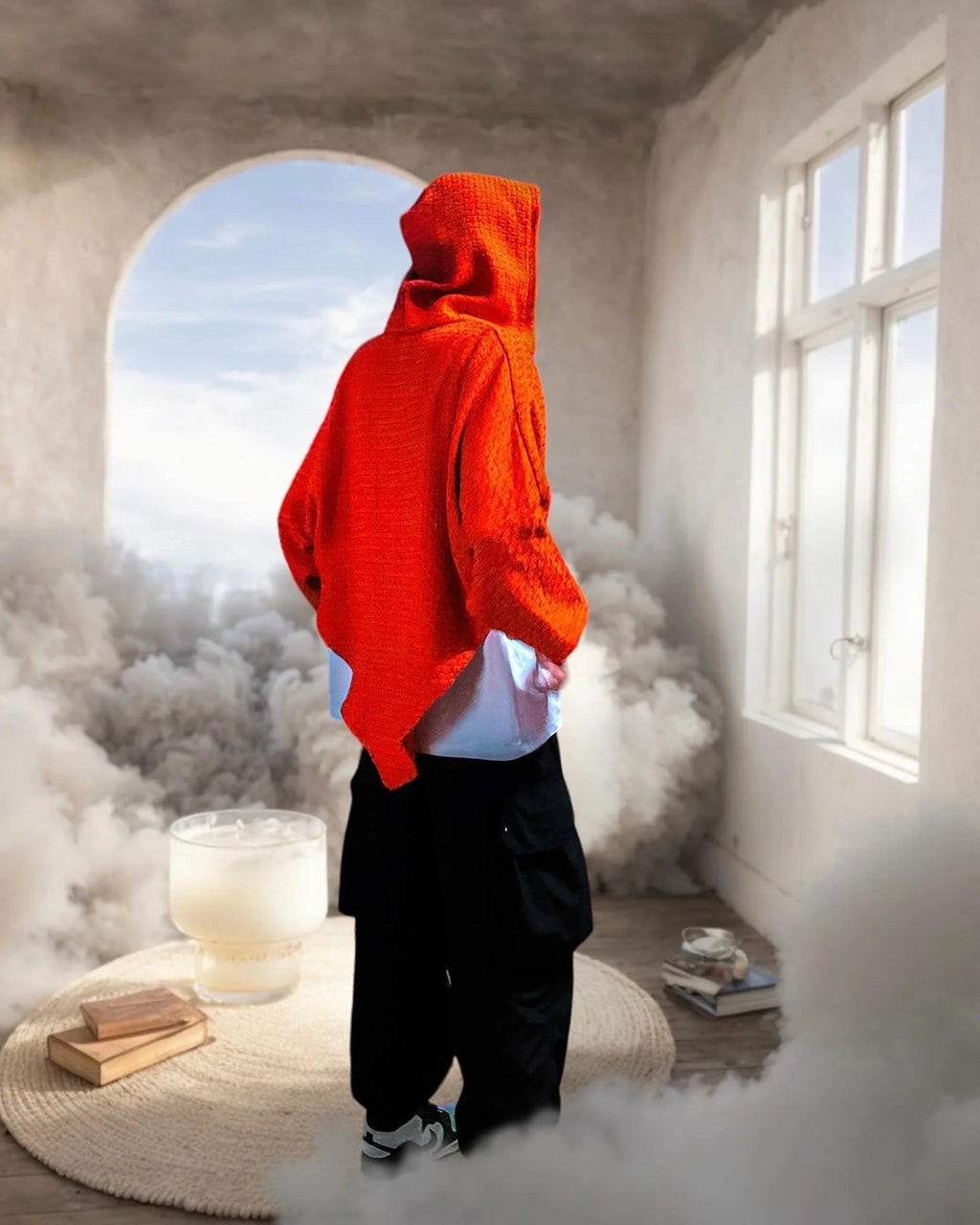 Orange in Wonderland Poncho Sweatshirt  LUNARITY GARAGE   