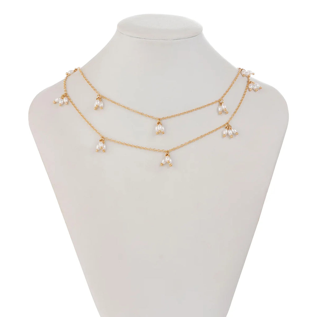 Double Layered Pearl Tassel Necklace Necklace LUNARITY GARAGE   