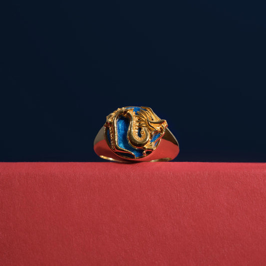 Dragon Ring - Turquoise with Gold Plated Silver ring LUNARITY GARAGE