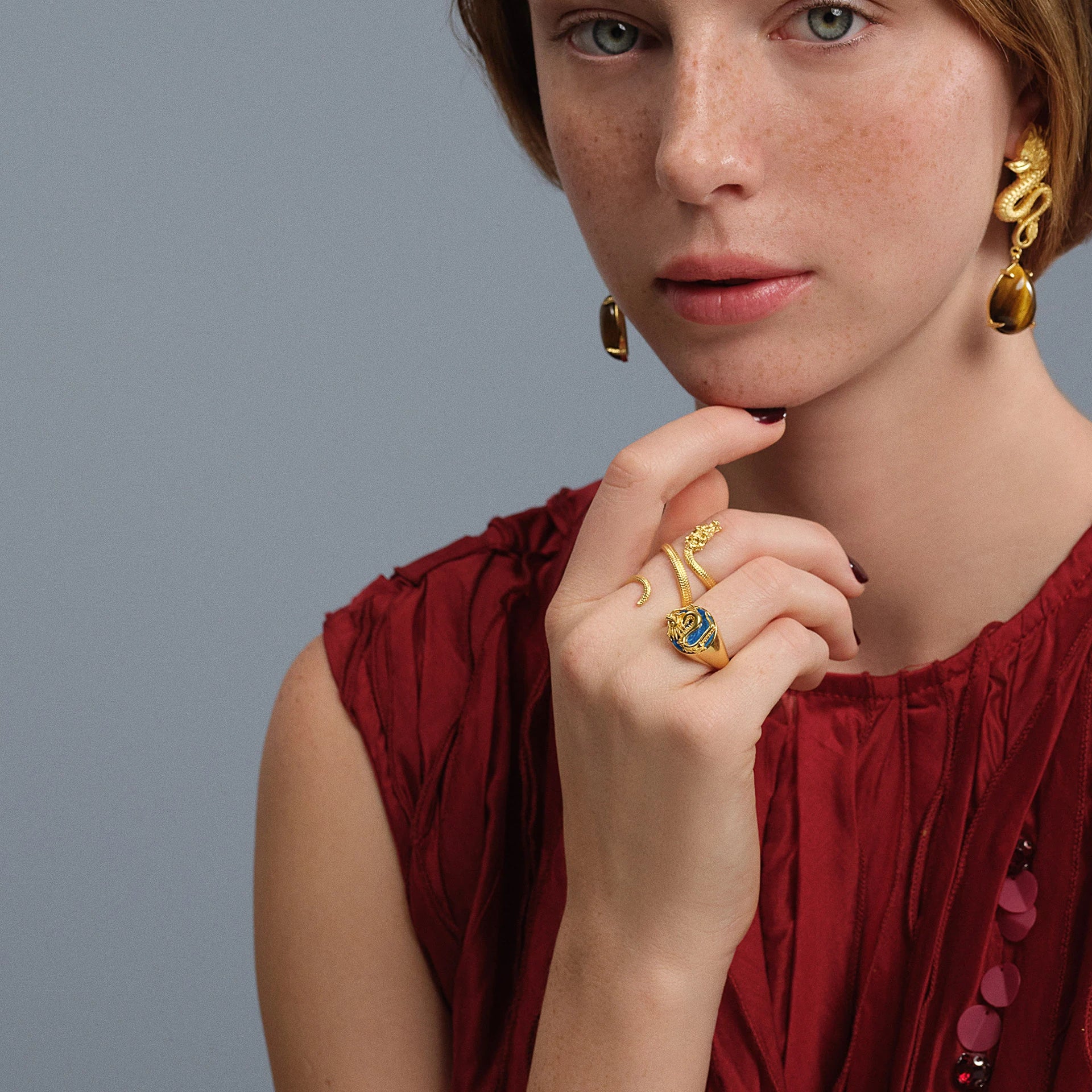 Dragon Ring - Turquoise with Gold Plated Silver ring LUNARITY GARAGE