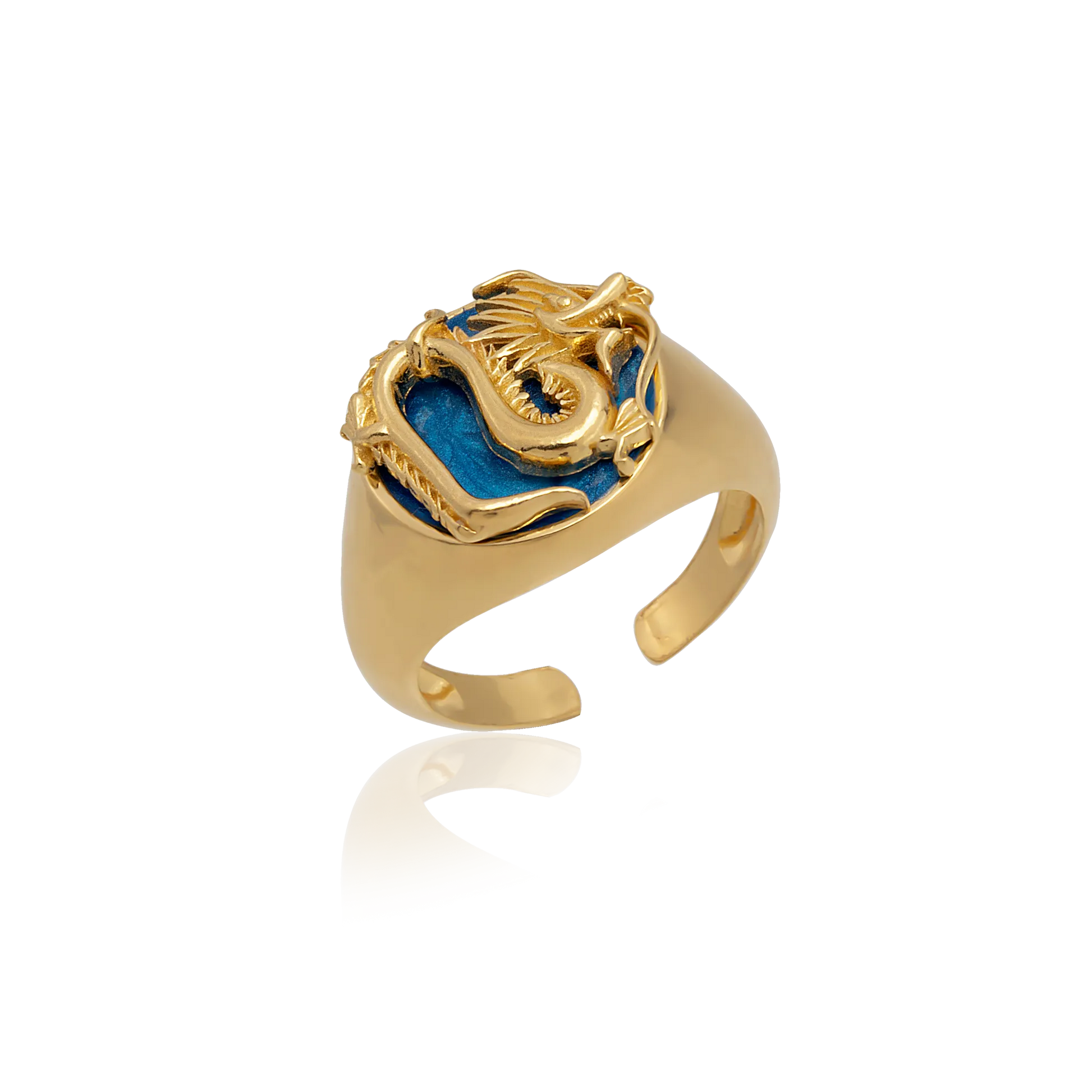 Dragon Ring - Turquoise with Gold Plated Silver ring LUNARITY GARAGE