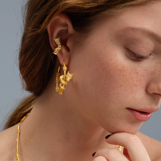 Dragon Wrapped Ear Cuff - Gold Plated Silver ear cuff LUNARITY GARAGE