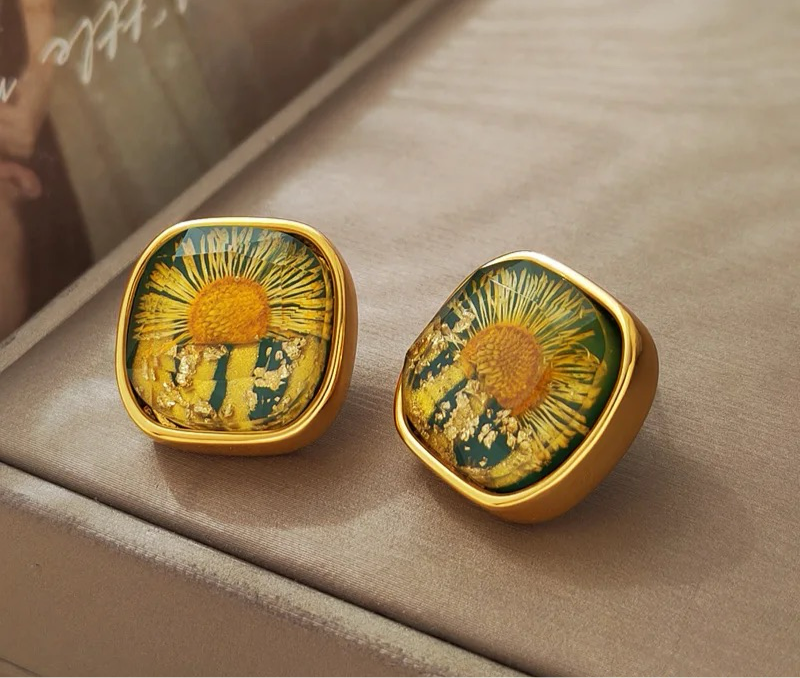 Vintage Sun Flower Temperament Minimalist Stud Earrings earrings LUNARITY GARAGE   