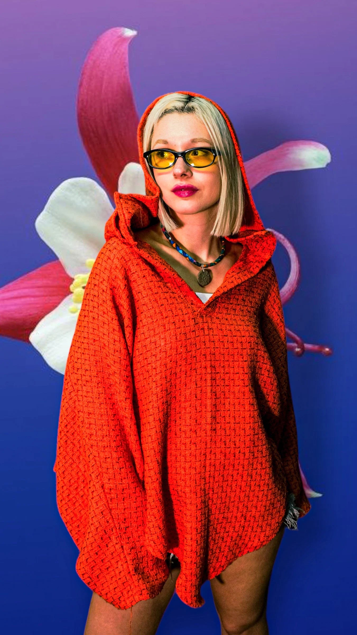 Orange in Wonderland Poncho Sweatshirt  LUNARITY GARAGE   