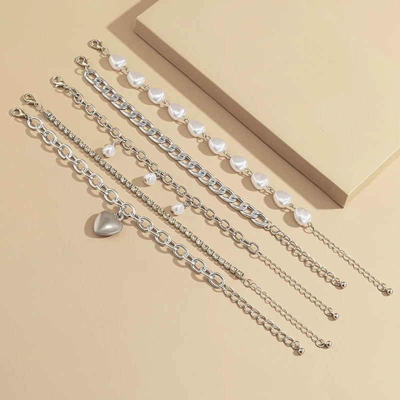 Elegant Crystal Heart Lovers 5-Pcs Bracelet Set bracelets LUNARITY GARAGE   