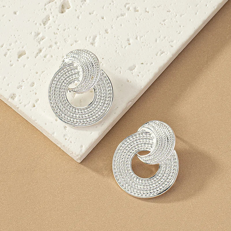 European Vintage Geometric Round Moon Stud Earrings Earrings Lunarity Garage   