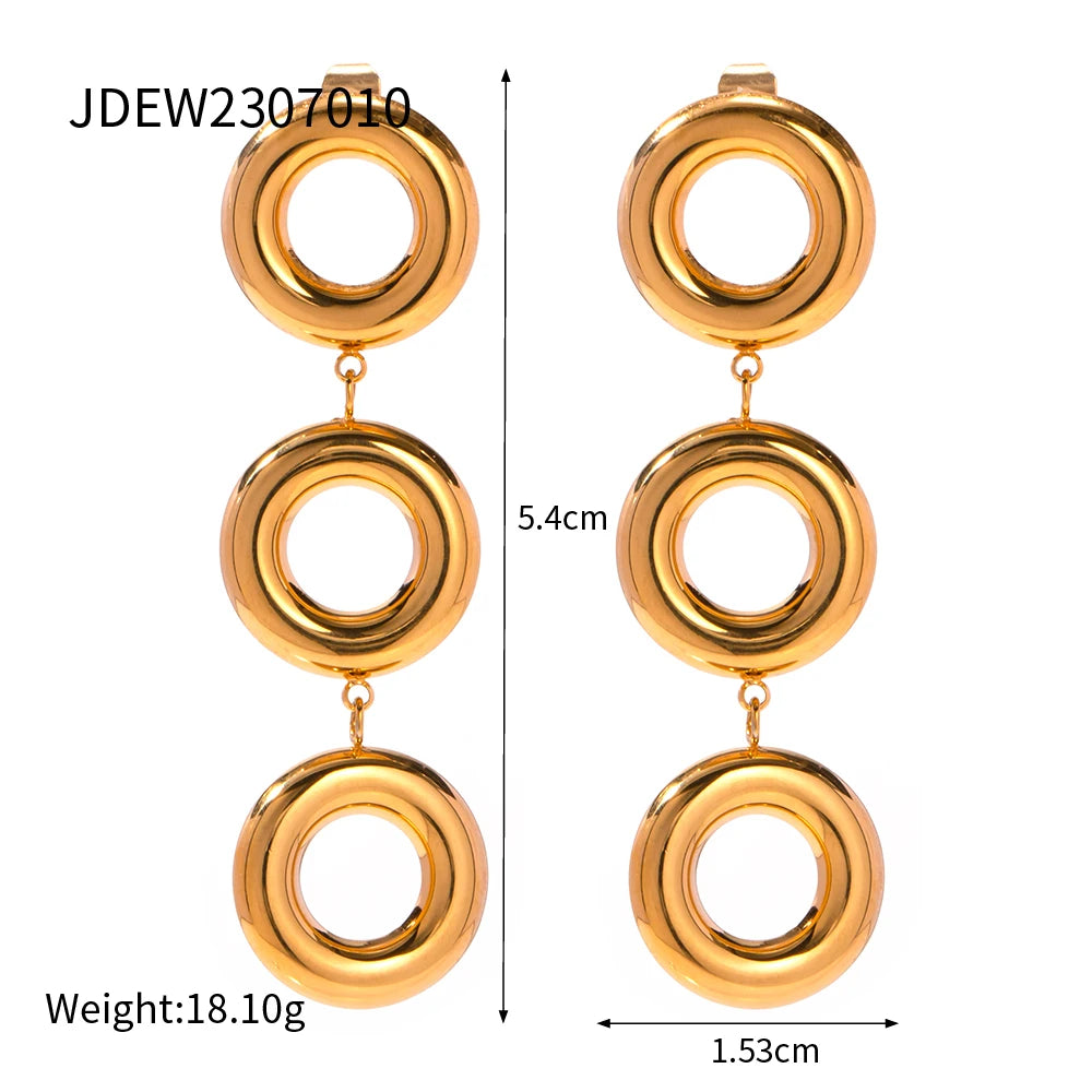 Elegant O-Shaped Multiple Circle Dangle Stud Earrings earrings LUNARITY GARAGE   